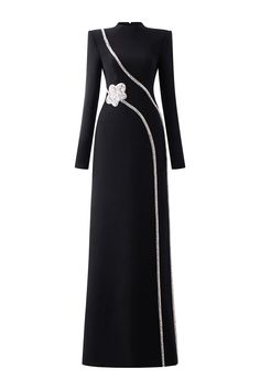 Convoy A-line Stone Velvet Floor Length Dress - MEAN BLVD Velvet Floor Length Dress, Padded Shoulder Dress, Dona Karan, Balenciaga Dress, Floor Length Dress, Pure Elegance, Dresses Xxl, Straight Skirt, Floor Length Dresses