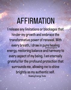 the words affirmation are written in black and white on a purple background with stars