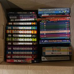 a box full of various children's dvds