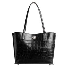 PRICES MAY VARY. Editors Notes: Not too big, not too small, Willow tote bag is the perfect carry-it-all tote with space for all of your day-to-day essentials. Finished with our Signature turnlock closure, it fits up to a 13" laptop Crocodile Embossed Leather: The best kind of mix up. This rich, mixed leather Coach tote combines sophisticated smooth leather with our crocodile embossed leather Fits Over Coats: Featuring two open pockets, a secure center zip compartment and slender shoulder straps, Luxury Chic Tote Baguette Bag, Luxury High-end Baguette Bag Tote, Luxury Glossy Rectangular Shoulder Bag, Luxury Rectangular Shoulder Bag With Metal Hardware, Luxury Rectangular Case Shoulder Bag For Office, Luxury Black Baguette Bag For Office, Cheap Designer Rectangular Shoulder Bag, Luxury Glossy Finish Rectangular Shoulder Bag, Luxury Rectangular Shoulder Bag With Glossy Finish