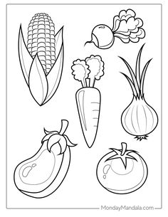 Vegetable Colouring Picture, Vegetable Templates Free Printable, Farmers Market Coloring Pages, Vegetable Coloring Pages Free Printable, Fruits Coloring Pages For Kids, Vegetable Worksheets Preschool, Healthy Food Drawing, Vegetables Printable, Vegetables Drawing