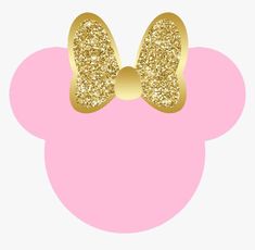 a pink and gold minnie mouse ears with glitter on it's ears is shown