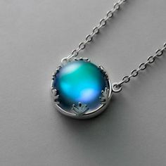 Aurora Borealis Necklace – Higherchakra Forest Necklace, Natural Gemstone Necklace, Silver Crown, Moonstone Pendant, Unique Pendant, Elegant Jewelry, Silver Pendant Necklace, Selling Jewelry, Aurora Borealis