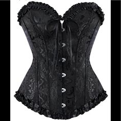 This Beaufitul Vintage Style Corset Vest Is Made Of Two Layers Of Fabric,Plastic Bones To Support. The Corset Is Designed By Waist Size, Please Choose Your Corset According To Your Waistline. If Your Waist Measurment Is Between Two Size, Please Choose The Smaller Size. Sheer Elastic Waist Hi/Lo Skirt With Velvet Flocked Floral Design Nwot Womens Corset Tops, Corset Steampunk, Floral Bustier, Leather Bustier, Steampunk Corset, Graduation Outfits