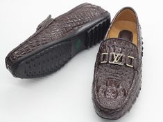 Brown Men's Shoes Loafers Genuine Alligator Skin Leather Handmade #SBR02 | eBay Brown Crocodile Pattern Slip-on Moccasins, Leather Moccasins With Crocodile Pattern, Brown Crocodile Pattern Loafers With Round Toe, Business Brown Crocodile Pattern Moccasins, Custom Shoes Men, Mens Loafer, Mens Loafers Shoes, Alligator Skin, Personalized Gifts For Men