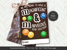 a chocolate bar wrapper with the words, we pre - ordering to have a magnificent m & m marvelous year together