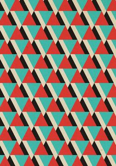 an abstract pattern with red, black and blue triangles