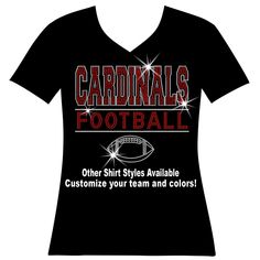 a black shirt with the words cardinals football and an image of a football on it