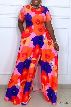 Lasaky - Casual yet Elegant Print Neck Dresses for Women Non-stretch Multicolor Floral Print Maxi Dress, Daily Dresses, Sophisticated Women, Suits Clothing, Sweater Trends, Exclusive Dress, Neckline Dress, Urban Dresses, Necklines For Dresses