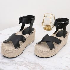 Shipping: Worldwide Express Shipping AvailableDelivery time: 7-15Days Fast ShippingReturns: Fast refund, 100% Money Back Guarantee.Brand Name: MezereonHeel Height: High (5cm-8cm)With Platforms: YesPlatform Height: 3-5cmSandal Type: Ankle StrapOrigin: Mainland ChinaOccasion: CasualUpper Material: Genuine LeatherUpper-Genuine Leather Type: Cow LeatherOutsole Material: TPRPattern Type: SolidSide Vamp Type: OpenFit: Fits true to size, take your normal sizeStyle: LEISUREHeel Type: WedgesLining Materi Platform Sandals Heels, Espadrille Sandals, Platform Heel, Shoes Woman, Black 7, White Shoes, Heel Sandals, Platform Heels, Sandal Espadrille