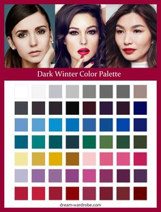 Dark Winter Color Palette, Catherine Zeta-jones, Deep Winter Palette Outfits, True Winter Color Palette, Winter Skin Tone, Cool Winter Color Palette, Deep Winter Palette, Deep Winter Colors, Winter Color Palette