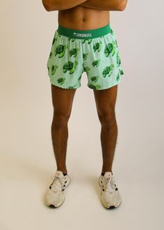 Do you have ChicknLegs? "We’re lean, we’re green, and we’re mean!" - TMNT. The ChicknLegs 4" split running shorts are known for their lightweight fabric, ultra soft liners, comfortable waistbands, and funny printed designs. Features: ✔ Soft elastic waistband provides a smooth fit that stays in place ✔ Rear zipper pocket to stash the essentials ✔ Black mesh liner offers full coverage and breathability✔ Machine washable ✔ 4" Inseam and 4" Side Split✔ Model is 5'10" - 150 lbs - Size M Green Athletic Shorts With Built-in Liner, Green Running Shorts For Summer, Green Stretch Shorts With Elastic Waistband, Green Running Shorts, Short Length, Green Athletic Shorts For Summer Running, Green Sports Shorts With Elastic Waistband, Green Stretch Boxer Briefs For Summer, Green Summer Sports Boxer Briefs, Casual Green Boxer Briefs With Built-in Shorts