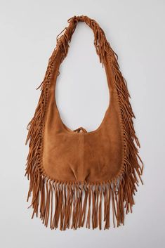 Silence + Noise Suede Fringe Hobo Sling Bag | Urban Outfitters Closet Manifestation, Hobo Sling Bag, Everyday Carry Bag, Hobo Bag Patterns, Suede Bag, Fringe Purse, Fringe Bags, Suede Fringe, Virtual Closet