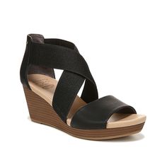 Dr. Scholl's-Barton Wedge Sandal Elevate summery days in the Barton wedge sandal from Dr. Scholl's. The strapping design adds dimension to this pair, while the recycled design adds a sustainable highlight. Dr Scholls Sandals, Strappy Wedge Sandals, Dr Scholls, Ankle Strap Wedges, Womens Sandals Wedges, Strappy Wedges, Black Wedge Sandals, Stretch Bands, Sandals For Women