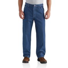 PRICES MAY VARY. Dungaree jean in relaxed fit featuring tool-and-utility pockets, hammer loop, and large leg opening for better fit over boots Eight-pocket styling Zip fly with button 11.75-ounce denim Workwear Store, Most Comfortable Jeans, Carhartt Shirts, Carhartt Jeans, Dungaree Jeans, Work Jeans, Loose Fit Jeans, Tall Jeans, Carpenter Jeans