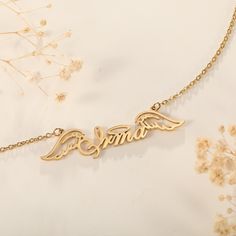 "- Material: High Quality Solid 925 Sterling Silver or Stainless Steel - Finish: Sterling Silver ∙ 18K Gold ∙ Rose Gold -There are five different chain lengths can be chosen, 16\", 18\",20\" 22\",and 24\". It's very considerable to the customers.  This Angel Wings pendant necklace made from 925 sterling silver or stainless steel and then plated with 18k gold to ensure it doesn't fade like other  necklaces. Personalize this piece with your own meaningful message. Personal, timeless pieces you'll never want to take off - it is made to keep your sentiments close. The name necklace is a best gift for Anniversary, Engagement, Birthday, Wedding, Christmas, New Year, Thanksgiving Day. Three colors are available - Silver, Rose Gold and  Gold. Simple style atmosphere, noble and elegant, which suit Customized Jewelry Pendant For Personalized Gift, Custom Name Pendant Necklace For Anniversary, Name Pendant Necklaces For Anniversary, Name Pendant Necklace For Anniversary, Customized 14k Gold Pendant Necklace, Fine Jewelry Name Pendant Necklace, Personalized Name Necklace Fine Jewelry, Personalized Name Fine Jewelry Necklaces, White Gold Name Pendant Necklaces