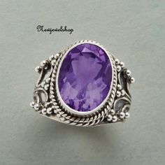 Amethyst Ring, 925 Sterling Silver, Gemstone Ring, Amethyst Jewelry, Handmade Ring, Antique Ring,  Silver Band, Women Ring, Gift For Her=======================================================================================================Benefits Of Amethyst Stone****Image result for benefits of amethyst stoneAmethyst is a natural tranquiliser, it relieves stress and strain, soothes irritability, balances mood swings, dispels anger, rage, fear and anxiety. Alleviates sadness and grief, and diss Artisan Rings, Onyx Jewelry, Antique Ring, Anniversary Jewelry, Ring Antique, Amethyst Jewelry, Handcrafted Rings, Pretty Rings, Purple Crystals