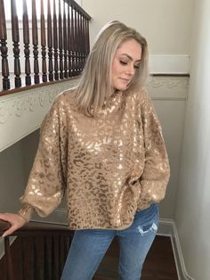 Pinky Promises Sweater | Sassy Shortcake | sassyshortcake.com Gold Crew Neck Sweater For Fall, Chic Gold Sweater For Fall, Stretch Glitter Tops For Fall, Chic Gold Long Sleeve Sweater, Glamorous Metallic Tops For Fall, Glamorous Fall Sweater For Night Out, Fall Party Sweater With Sequins, Chic Gold Winter Sweater, Gold Long Sleeve Sweater