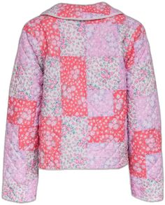 Multicolor Quilted Spring Outerwear, Fall Pink Quilted Jacket, Spring Multicolor Floral Patchwork Outerwear, Multicolor Patchwork Quilted Jacket For Spring, Pink Patchwork, Golden Flower, Patchwork Jacket, Floral Jacket, Buy Shoes Online