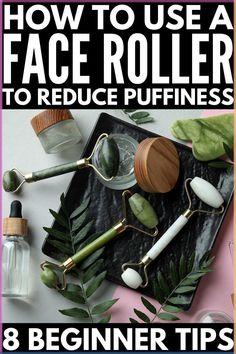 Face Rolling for Beginners | There are so many benefits to adding face rolling your daily skincare routine, and this post has everything you need to know. You'll learn what face rolling is, which face rollers to invest in (jade, rose quartz, etc.), when to use a face roller, along with step by step tutorials to teach you how to use a face roller correctly. Facial massage will help remove face bloat and puffy eyes, and this post will teach you which directions to roll your face and more! Eye Roller For Puffiness, Cold Roller Face, Jade Roller For Puffy Eyes, Facial Roller How To Use, How To Use A Jade Roller On Your Face, Face Roller How To Use, Face Roller Routine, Face Routine Daily, Face Bloat