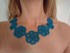 Beautiful Necklace with Blue Roses. Rosé Summer, Belle Rose, Des Roses, Summer Special, Rose Necklace, Blue Roses, Necklace Blue, Beautiful Necklace, Blue Rose