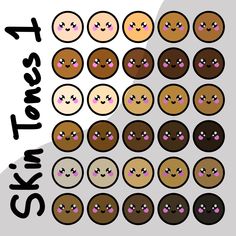 a bunch of different types of doughnuts with faces