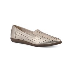 Step into comfort and style with these Cliffs by White Mountain Melodic women's loafers. Click this FOOTWEAR GUIDE to find the perfect fit and more! FEATURES Perforated detail Cushioned insole Flexible outsole PU upperDETAILS PU upper Synthetic lining and outsole Foam midsole Pointed toe Slip-on 0.5-in. heel Spot clean Imported Size: 8. Color: Platino Metallic. Gender: female. Age Group: adult. Elegant Comfortable Slip-on Flats, Silver Slip-on Flats With Removable Insole, Comfortable Flats With Perforated Toe Box, Casual Gold Loafers With Flat Heel, Casual Gold Slip-on Flats, Casual Silver Leather Flats, Elegant Spring Slip-ons With Ortholite Insole, Comfortable Slip-on Flats For Formal Occasions, Casual Silver Loafers For Spring