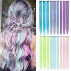 PRICES MAY VARY. 🌈【Colored Hair Extensions Materia】Made of heat-resistant synthetic fibers, no knots, no static electricity, no odor, double-row car line process, neat alignment, strong and firm, the amount of hair is not easy to lose, with a soft texture such as the real hair version. 🌈【Easy to use】Clip-on straight hair extensions, each with a separate clip. easy to wear, a firm fit, invisible and non-marking, with it you can jump at will, do not worry about falling off.No chemical treatment, Colorful Hair Extensions, Rainbow Hair Extensions, Colored Hair Extensions, Hair Tinsel, Straight Hair Extensions, Hairpieces For Women, Hair Streaks, Synthetic Hair Extensions, Colored Hair