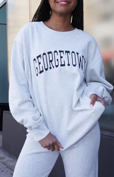 Erica Georgetown Crew Neck Sweatshirt Color Sweatshirt, John Galt, Top Collection, Pacsun, Model Measurements, Oversized Fits, Long Sweatshirt, Crew Neckline, Brandy