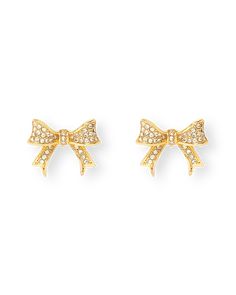 The perfect finishing touch to any look.. . Sweet, chic, and classic - these dainty bow earrings will add a hint of Provocateur sparkle to your everyday. Bow-shaped stud earrings Sparkling crystal detail 18 carat gold plating Comes presented in a luxurious velvet gift bag Try styling with the Ari necklace for an extra hint of dazzle Bridal Nightwear, Bow Earrings, Bridal Lingerie, Metal Pins, Agent Provocateur, Gift Card Shop, Sparkling Crystal, Bridal Shop, Bridal Accessories