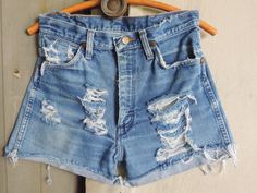 "Vintage Distressed Wrangler High Waisted Cutoff Shorts.  Distressed and Shredded Cutoff Wrangler Jeans. The Perfect Pair of Shredded Distressed Cutoffs!!  Wrangler Cutoff Jeans Frayed in all the right Spots. These are so amazing!! You will Love them!! waist 30\" size medium Please visit my Shop for Trendy Vintage Goods! https://www.etsy.com/shop/SevenSeven52Vintage Thank you so much!!" Cutoff Jeans, Jeans Grunge, Jewellery Bag, Vintage Denim Shorts, Wrangler Shorts, Outfits Mit Shorts, High Fashion Dresses, Distressed Mom Jeans, Ripped Jean Shorts