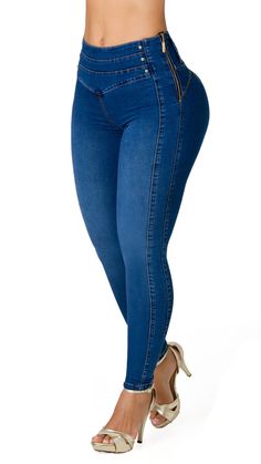 Jean levanta cola skinny secret love 21374PAP-N - Azul Medio Denim Jeans Outfit, Skirt Shapewear, Lace Jeans, Outfits Con Jeans, Jeans Outfit Casual, Shoes For Leggings, Denim Chic, Secret Love, Jeans Outfit