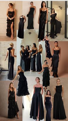 many different pictures of women in black dresses