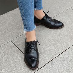 Shop Black Women's Office Lace up Hollow out Wingtip Oxford Shoes color Black for Anniversary, Going out, Hanging out with worldwide Free shipping & Free return. Trendy Closed Toe Lace-up Office Shoes, Black Lace-up Office Shoes For Fall, Black Lace-up Shoes For Office In Fall, Fall Heels With Brogue Detailing And Pointed Toe, Fall Oxfords With Brogue Detailing And Pointed Toe, Pointed Toe Perforated Oxfords For Work, Oxfords With Perforated Toe Box For Work, Casual Lace-up Shoes With Pointed Toe For Office, Black Pointed Toe Oxfords For Spring