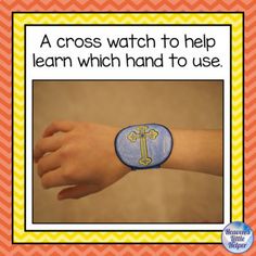 a cross watch to help children learn which hand to use it is on the wrist