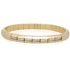 Roberto Demeglio - 18K Yellow Gold Stretch Bracelet With 7 Diamond Sections in 18K Yellow Gold Gold Stretch Bracelet, Radiant Diamond, Tennis Necklace, Perfect Harmony, Gold Collection, Metal Bracelets, Round Cut Diamond, Eternity Bands, Stretch Bracelet