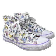 Converse Chuck Taylor High Kids Women Sneakers Violet White Canvas Skate A01674f Brand New With Box No Lid. 100% Authentic! Junior Size 5 = Women's Size 7 Junior Size 5.5 = Women's Size 7.5 Junior Size 6 = Women's Size 8 We Could Tell You That It’s The Og Basketball Shoe, Created Over 100 Years Ago. Or That The Design Has Largely Stayed The Same, Because Why Mess With A Good Thing. Or How It Became The Unofficial Sneaker Of All Your Favorite Artists And Musicians, Who Each Made It Their Own. Yea White High-top Synthetic Sneakers With Flat Heel, White High-top Synthetic Sneakers, White Synthetic High-top Sneakers With Flat Heel, White Low-top Canvas Shoes, White Synthetic High-top Sneakers, White Sneakers With Round Toe For Spring, White Lace-up Converse Canvas Shoes, White Round Toe Sneakers For Spring, White Flat Synthetic Canvas Shoes