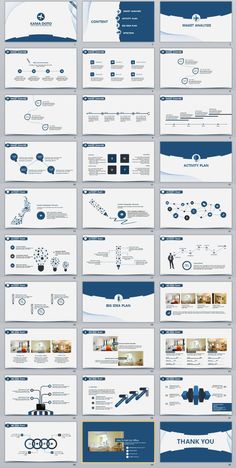 a large number of blue and white powerpoint presentation templates