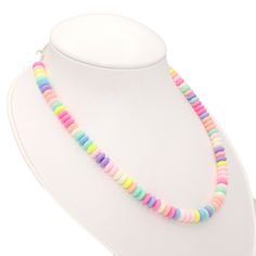 Details: High quality Pastel Rainbow acrylic beads Silver Finish Components Handmade A fun and cheery piece great for everyday wear Choose your perfect length from 4 options Longest length can be worn wrapped twice for a two layered look or 4 times on your wrist for a bracelet Longest length also includes silver glass seed beads Finished off with a Fatally Feminine Designs signature heart charm Inspiration: Remember those awesome candy necklaces you had as a kid? They came on stretchy string and Funky Shirts, Candy Necklace, Outfit References, Candy Necklaces, Silver Glass, Feminine Design, Matching Bracelets, Pastel Rainbow, Layered Look