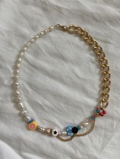 ❥Necklace that has pearls, multi colored beads, and gold chain ❥Various bead charms ❥16 inches long Lucky Necklace, Necklace Gold Chain, Necklace Beaded, Gold Chain Necklace, Chain Styles, Necklace Gold, Multi Colored, Bead Charms, Gold Chain