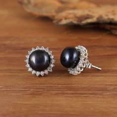 Fresh Water Black Pearl Pearl Stud Earrings, 925 Silver Studs, Black Pearl Stud Earrings, Pearl Cluster Earrings, June Birthstone Stud, Tiny Stud Earrings for Her, Natural Black Pearl Stud Earrings, Gift for Her, Black Pearl Jewelry, Gift for Wife ★ PRODUCT DETAILS ★ * SKU - ERC-391-B-PEARL * Product - Stud Earrings * Metal - Sterling Silver * Metal Purity - 925 * Total Weight - 5.75 GMS (Approx.) ★ STONE DETAILS ★ * Stone Name - Black Pearl & Cubic Zircon * Stone Shape - Round * Stone Size - 10 Black Pierced Earrings Fine Jewelry, Black Pierced Earrings In Fine Jewelry Style, Black Pearl Earrings For Gift, Black Gemstone Earrings For Anniversary, Black Sterling Silver Pearl Earrings For Formal Occasions, Black Pearl Earrings As A Gift, Black Drop Pearl Earrings For Gift, Black Round Pearl Earrings For Formal Occasions, Black Pearl Drop Earrings For Gift