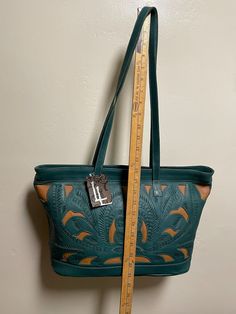 Leaders in Leather Shoulder Bag New Never Used Tag On. - Etsy Turquoise Hand Tooled Shoulder Bag For Everyday Use, Hand Tooled Turquoise Shoulder Bag For Everyday Use, Turquoise Hand Tooled Rectangular Shoulder Bag, Turquoise Hand Tooled Bags For Everyday Use, Hand Tooled Turquoise Bag For Everyday Use, Turquoise Hand Tooled Travel Bag, Turquoise Hand Tooled Everyday Bags, Turquoise Hand Tooled Shoulder Bag For Travel, Turquoise Leather Satchel For Travel