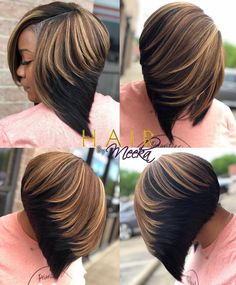 Quick Weave Bob With Color, Feather Bob For Black Women, Quick Weave Bobs For Black Women, Hair To Draw, Haircuts For Black Hair, Mommy Hair, Weave Bob Hairstyles, Sassy Hairstyles, Feathered Bob