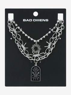 Wanna be like one of us? This set is perfect for your next Bad Omens concert! It features 3 necklaces with pendants inspired by the band and a barbed wire piece. Bad Omens Concert, Noah Video, Right Arrow Icon, Location Icon, Bad Omens, Music Accessories, Music Jewelry, Allegiant, Barbed Wire