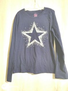 10/12 Faded Glory girl long sleeve glitter star shirt Faded Glory Clothes, Long Sleeve Star Print Tops For Fall, Long Sleeve Tops With Star Print For Fall, Casual Long Sleeve Star Print T-shirt, Long Sleeve Cotton Tops With Glitter Print, Casual Long Sleeve Star Print Tops, Winter Cotton Tops With Star Patch, Winter Cotton Top With Star Patch, Long Sleeve Cotton Top With Star Patch