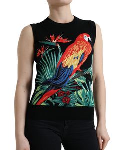 DOLCE & GABBANA Gorgeous brand new, 100% Authentic Dolce & Gabbana wool knit crew neck tank top with bird embroidery. Model: Tank top Material: 70% Virgin Wool 30% Silk Colour: Black Logo details Made in Italy Bird Embroidery, Jungle Print, Silk Tank, Dolce E Gabbana, Style Chic, Black Logo, Dolce & Gabbana, Sleeveless Tank Top, Sleeveless Tank