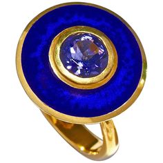 Luxury Antique Enamel Ring For Formal Occasions, Luxury Hallmarked Enamel Ring For Ceremonial Occasions, Aurora Ring, Signature Ring, Aegean Blue, Blue Aurora, Iolite Stone, Signature Rings, Vitreous Enamel