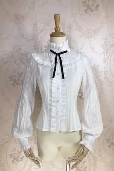 Fabric: Cotton Color: White Collar: Stand Collar Sleeve Length: Long Sleeves Feature: Jacquard Style: Sweet Include: Blouse*1 (Any of the accessory is not included.) Size (IN) Bust Waist Shoulder Width Length XS 32.28 25.98 21.26 13.39 S 33.86 27.56 21.65 13.78 M 35.43 29.13 22.05 14.17 L 37.01 30.71 22.44 14.57 XL 38.58 32.28 22.83 14.96 2XL 40.16 33.86 23.23 15.35 3XL 41.73 35.43 23.62 15.75 Size (CM) Bust Waist Shoulder Width Length XS 82 66 54 34 S 86 70 55 35 M 90 74 56 36 L 94 78 57 37 XL Punk Dress, Sweet Lolita, Fancy Outfits, Lolita Dress, Gothic Lolita, White Collar, Fabric Cotton, Stand Collar, Pink Dress