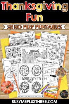 thanksgiving printables and activities for kids to do with their teacher's classroom