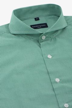 Our new Extreme Cutaway Gingham Grid Shirt is finally here! This shirt is crafted with with a delicate, high-quality and soft green grid cotton fabric. Get yours today! Green Grid, Cutaway Collar, Collar Shirt, Dandy, Relaxed Style, Collar Shirts, Gingham, Cotton Fabric, Collar